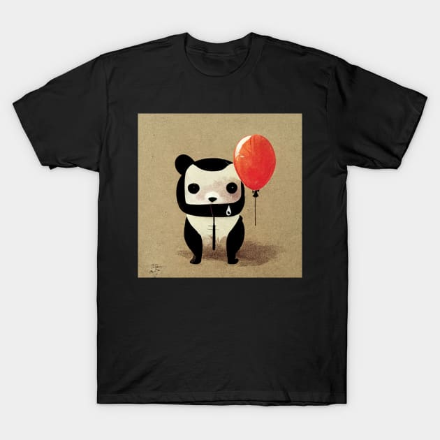 Cute little panda bear with a red balloon. T-Shirt by Liana Campbell